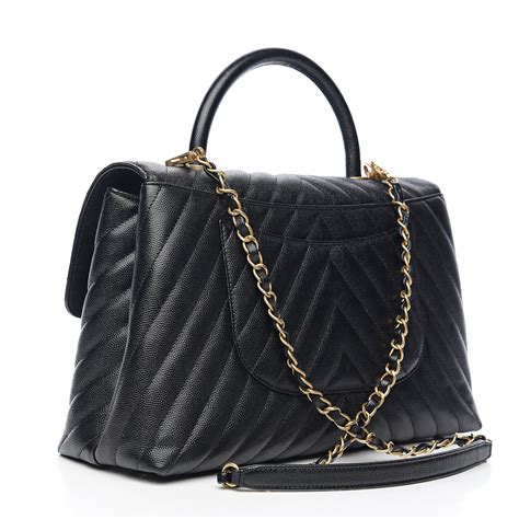 chanel chevron caviar medium|CHANEL Caviar Chevron Quilted Medium Coco Handle Flap.